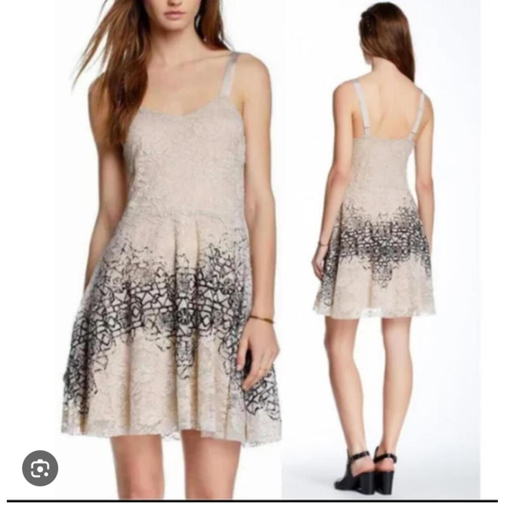 Free People Women’s Tan Dress with Black Accents - Size XS